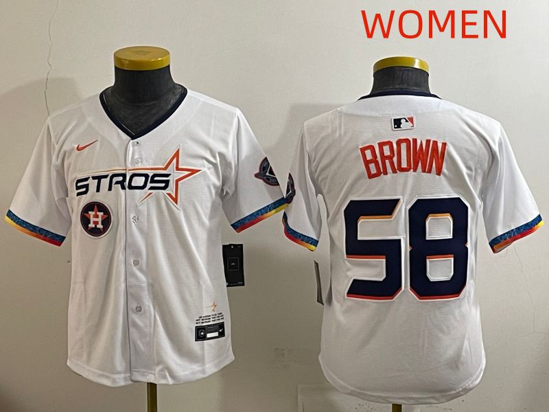Women Houston Astros #58 Brown White Fourth generation Joint Name 2025 Nike MLB Jersey style 1->houston astros->MLB Jersey